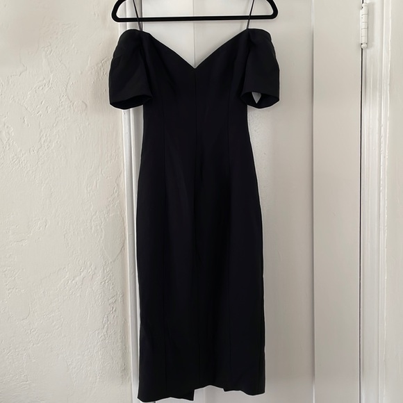 Cinq à Sept black off-the-shoulder formal midi dress - Picture 1 of 7
